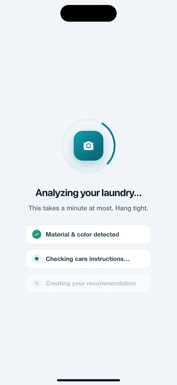 WashGuard detecting the fabric and color of the laundry