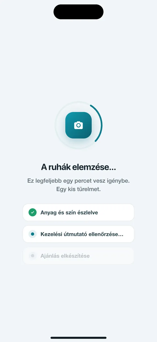 A WashGuard felismeri a ruhák anyagát és színét