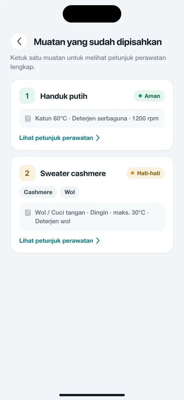 WashGuard membagi beberapa pakaian ke dalam muatan cucian