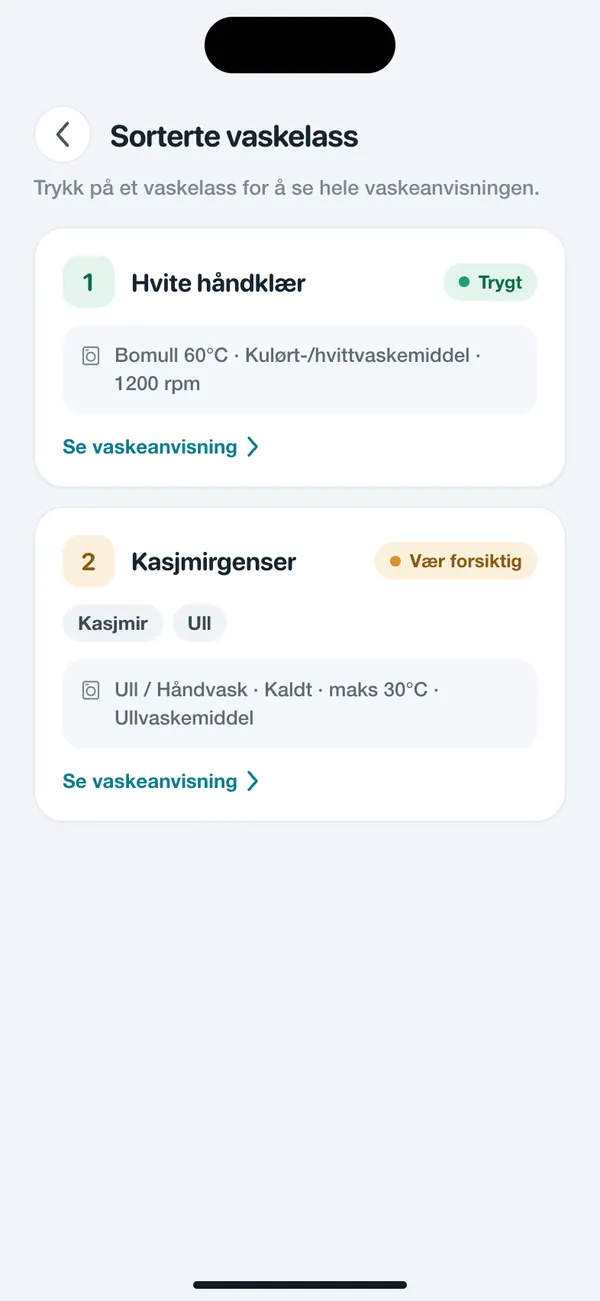WashGuard deler flere plagg inn i vasker
