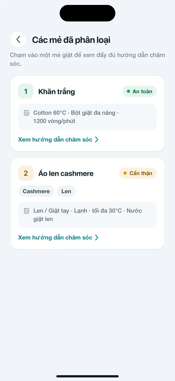 WashGuard chia nhiều món đồ thành các mẻ giặt